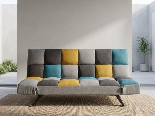 Brand new Boston blue grey yellow sofa bed - Main image