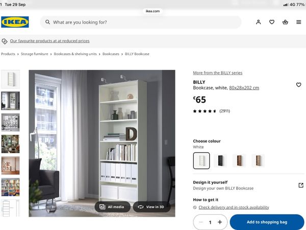 White Ikea billy bookcase. - Main image