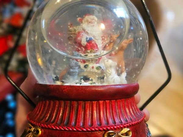 Box of Christmas Decorations and Globe Lantern - Main image