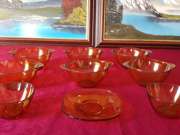 9 Piece Vereco France Amber Glass Selection - Main image