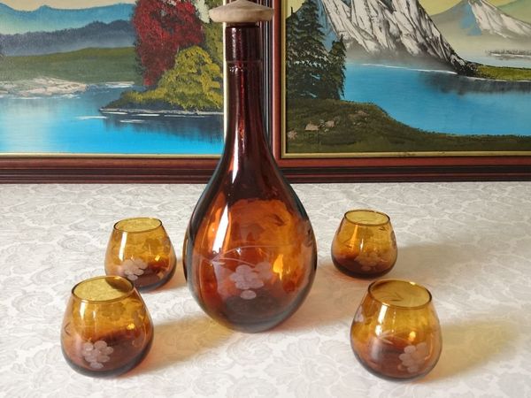 J.Albinana Oleria Spain Amber Decanter&Glasses Set - Main image