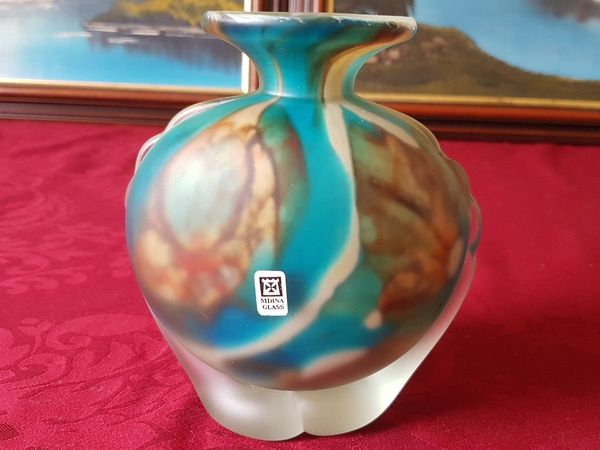 Vintage Mdina Art Glass MultiColor Vase Malta Made - Main image