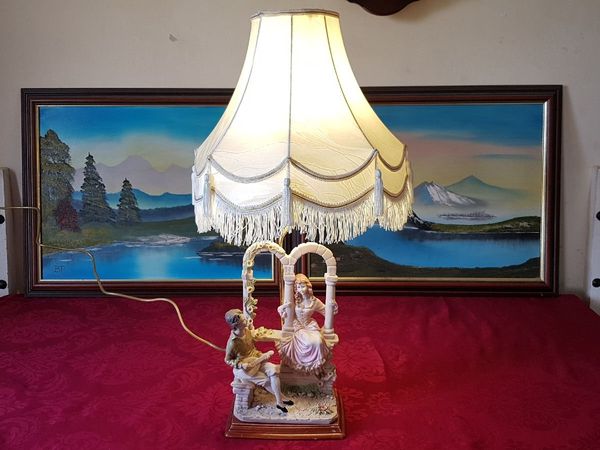 17" Tall Capodimonte Signed Italian Figurine Lamp - Main image