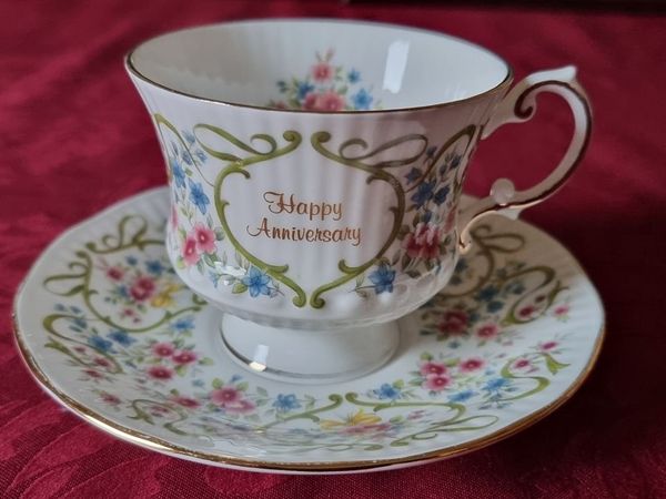 Elizabethan England Happy Anniversary Cup & Saucer - Main image