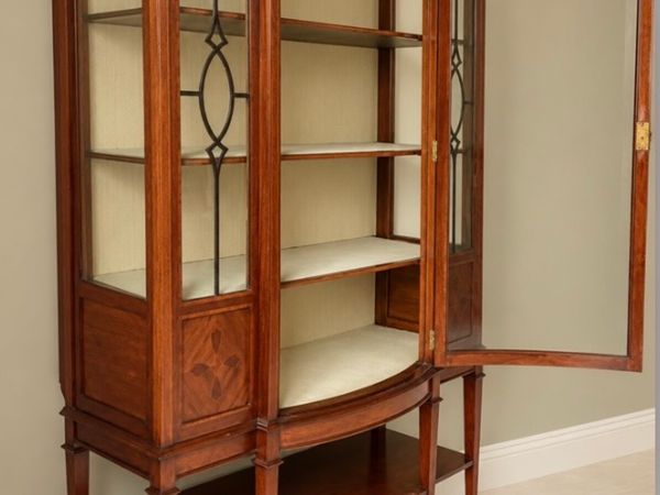 Edwardian Bow Front Rosewood tall cabinet - Main image