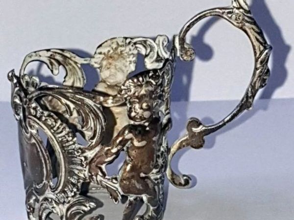 Solid Sterling Silver Spirit Cup Holder/Cert - Main image