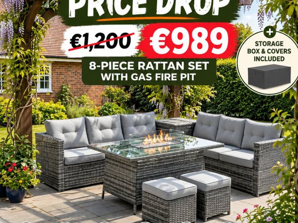 New garden furniture set with a gas fire pit corne - Main image