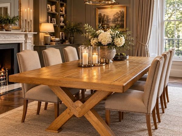Large Solid Oak 8-Seater Dining Table - Main image