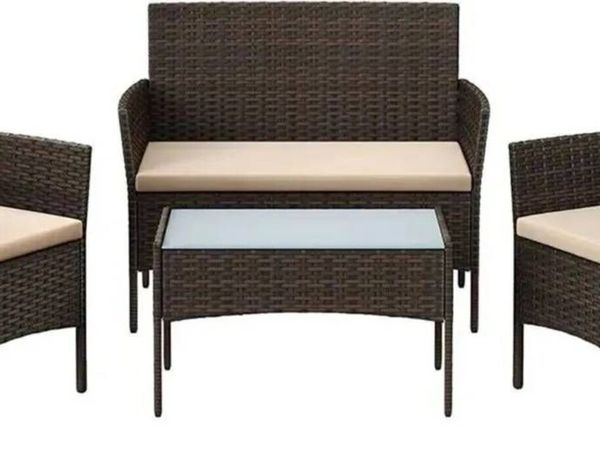 4 Piece Rattan Garden Furniture Chair Set - Main image