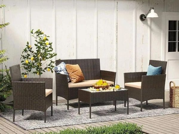 Rattan Outdoor Chair Set with Garden Table - Main image