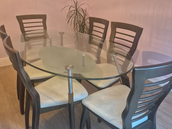 Dining room glass table & 6 chairs - Main image
