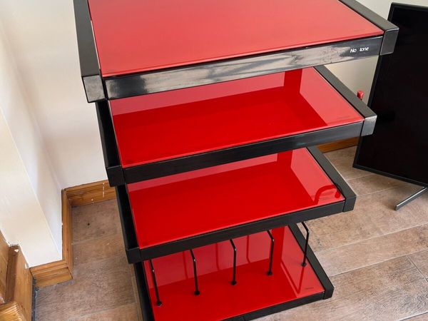 Hi Fi shelving rack (Norstone tempered glass. Red) - Main image