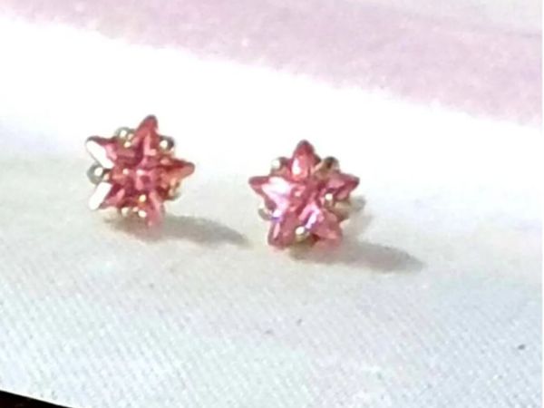 BN White Gold Pink Sapphire Star Studs - Main image