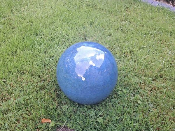 Large blue ceramic garden orb - Main image