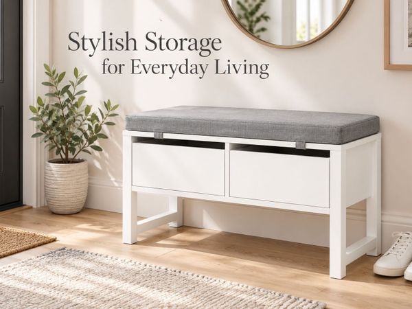 Shoe Storage Bench with Cushion and 2 Drawers - Main image