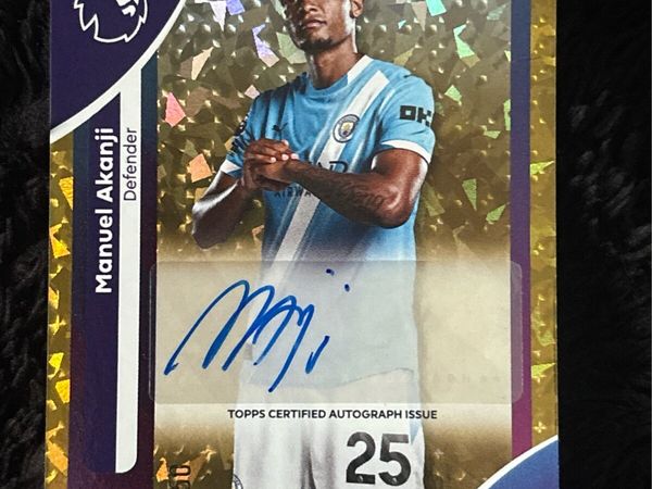 Manuel Akanji Gold Auto 50/50 Man City Topps Card - Main image