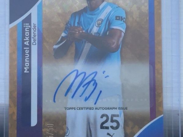 Manuel Akanji Gold Auto 05/50 Man City Topps Card - Main image