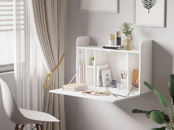 New Space Saving Compact Desk with Shelving - Main image