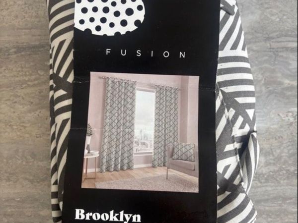 New Fusion Grey 100% Cotton Curtains - Main image