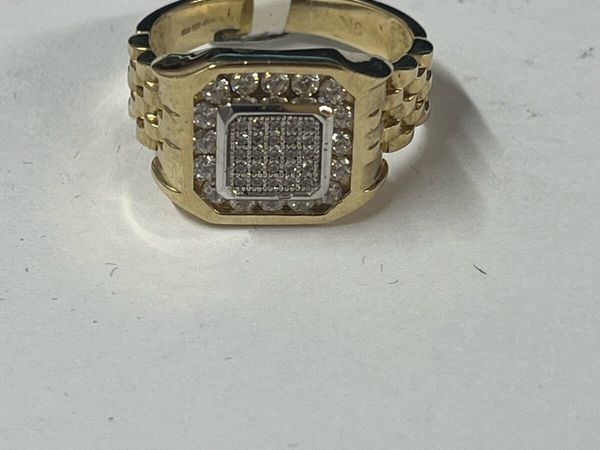 9k gold Cz ‘Rolex’ ring - Main image