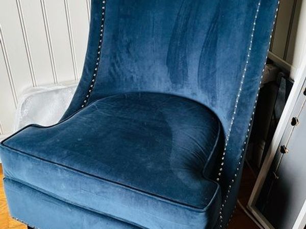 Two stunning navy wingback chairs - Main image