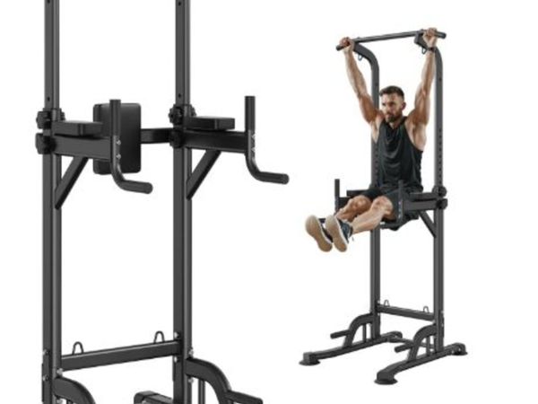 Power Tower Dip Station,10-Level Height Adjustable - Main image