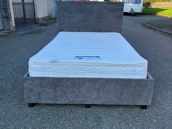 4ft Small Double Grey Bedframe with Mattress - Main image