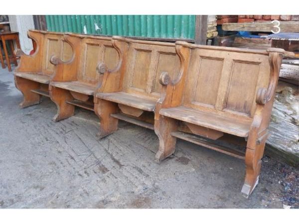 Four Seater Oak Pew – Folding Seats – 3 – KAS448 - Main image