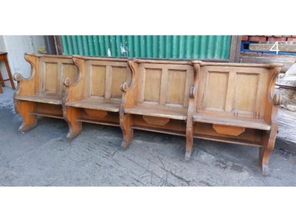 Four Seater Oak Pew – Folding Seats – 4 – KAS449 - Main image