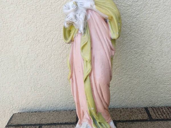 Antique Madonna and child chalk statue - Main image
