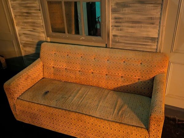 2 Seater Sofa - Mustard Patterned Fabric - Main image