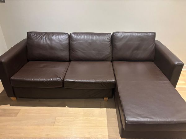 L shaped Couch brown leather - Main image