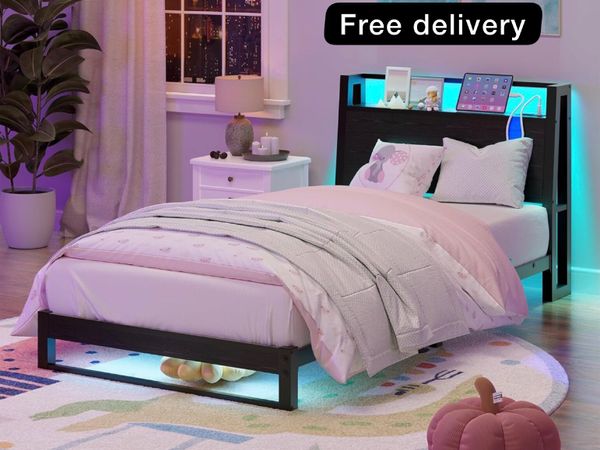 3ft Single Bed Frame with Ergonomic Storage Headbo - Main image