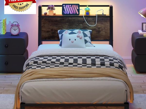 3ft Single Bed Frame with Ergonomic Storage Headbo - Main image