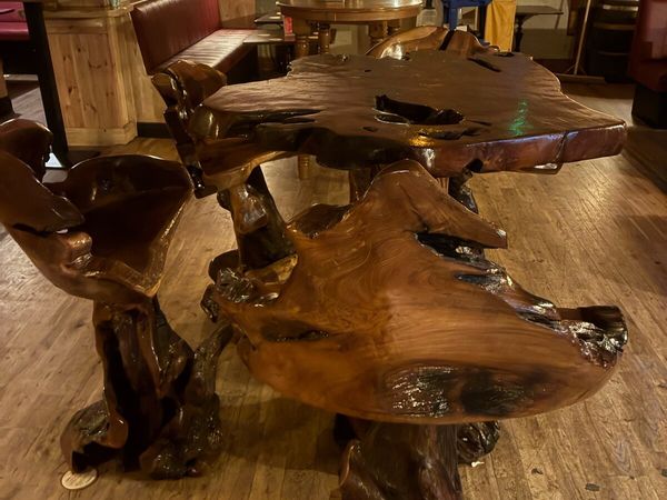 Large hand crafted table and 4 chairs - Main image