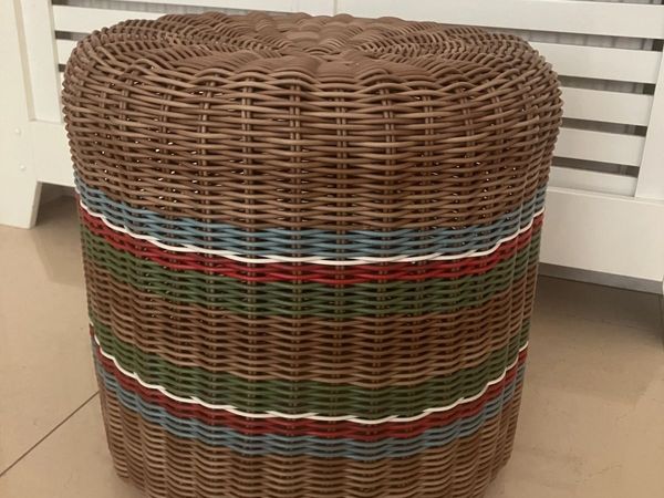 Woven wicker stool / storage basket - Main image