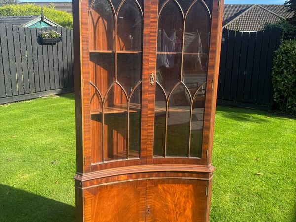 Georgia style 6ft tall curved corner cabinet - Main image