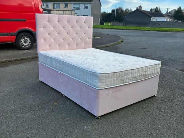 Pink Velvet 💎 Double bed & Mattress - Main image