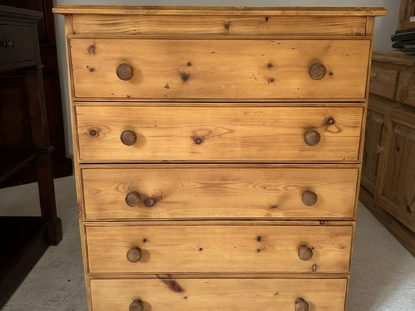 Restored Vintage 5-Drawer Pine Chest of Drawers - Main image