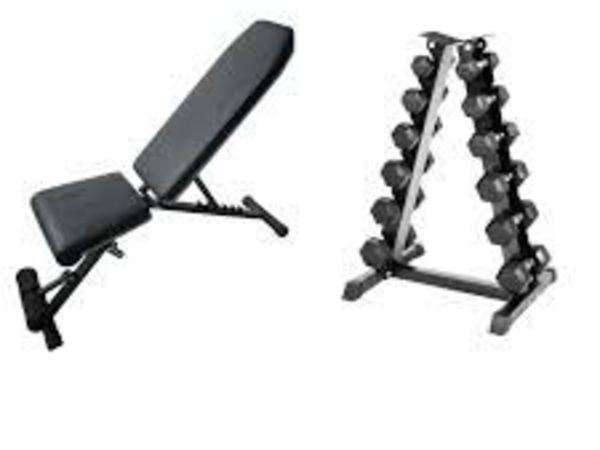 105kg Hex Dummbell Set with Bench - Main image