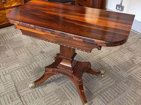 19th Century Regency rosewood brass inlaid foldove - Main image
