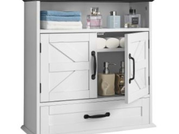 Bathroom Wall Cabinet, 2 Doors & Adjustable - Main image