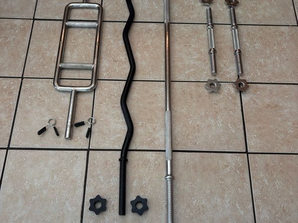 Solid Steel Gym Weightlifting Bars, CHEAP!!! All Solid Steel, Rated To Hold 100KG Each!! - Main image