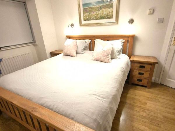 Solid Oak Bed Superking with Lockers - Main image