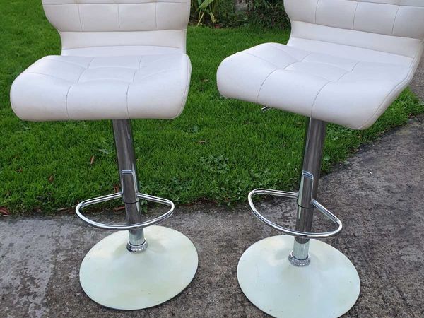 Pair of Cream Swivel Bar Stools  Adjustable Height - Main image