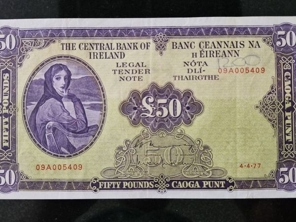 Central Bank of Ireland 50 Pounds 1977 Lady Lavery Banknote - Main image