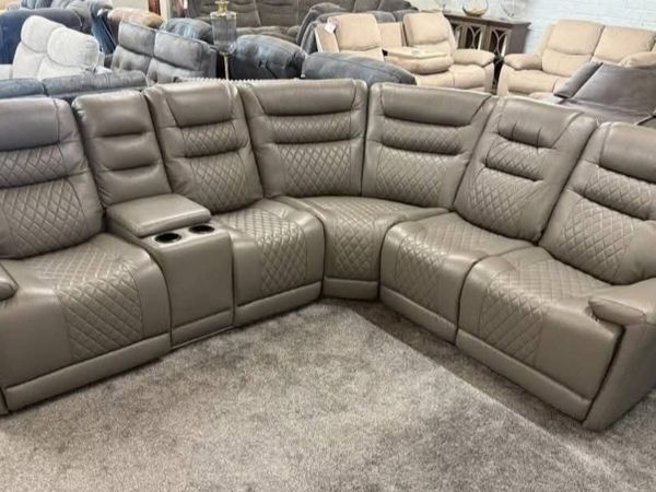 Halifax Electric Leather Recliner Sofa - USB ports - Main image