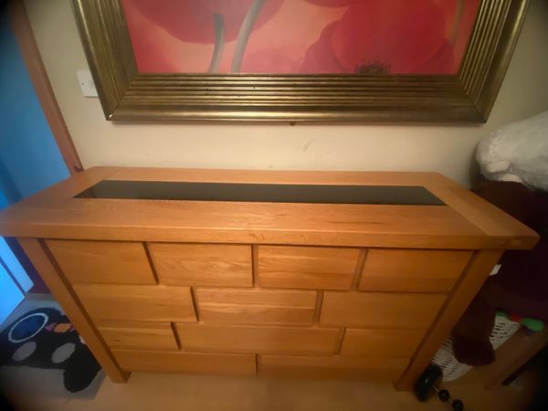 Frank McGowan Oak Sideboard with black glass inset - Main image
