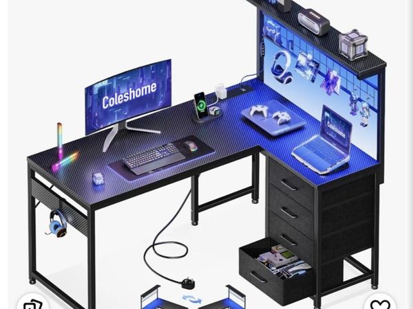 L shaped Desk with USB and sockets - Main image