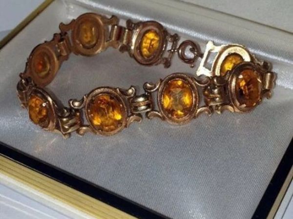 Vintage K&L 14ct Gold & Amber Bracelet - Main image